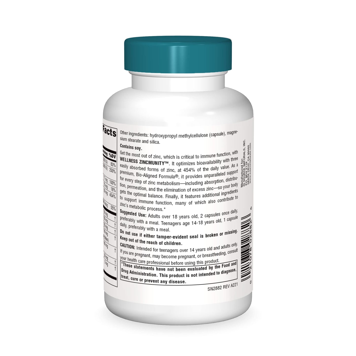 Source Naturals Wellness ZincMunity, Supports Zinc Absorbtion, Metabolism, and Utlization for Immune Health*, 50 mg Zinc - 120 Vegetarian Capsules