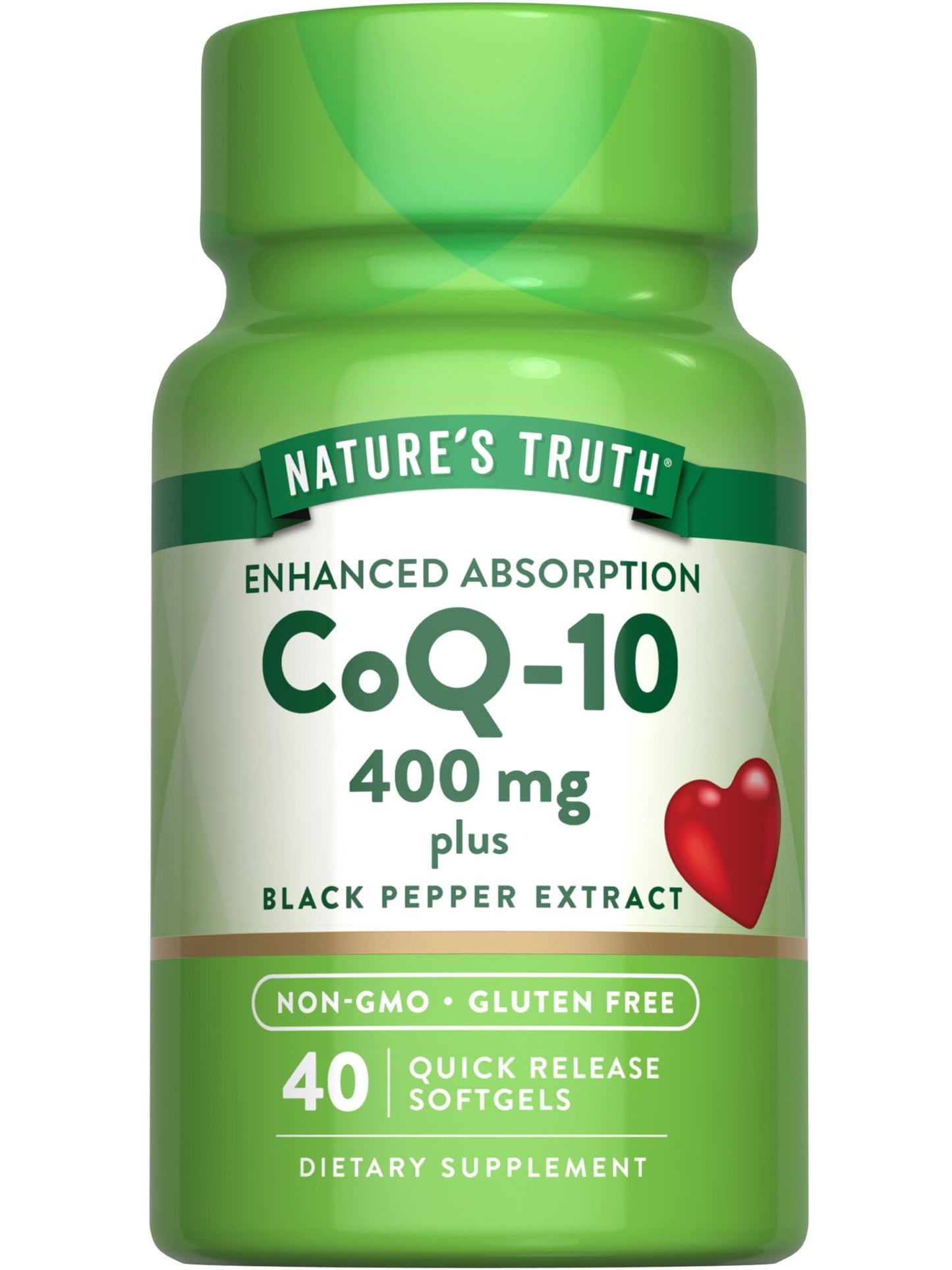 Nature's Truth CoQ10 400mg | Softgels | Maximum Strength | High Absorption | Non-GMO & Gluten Free Supplement