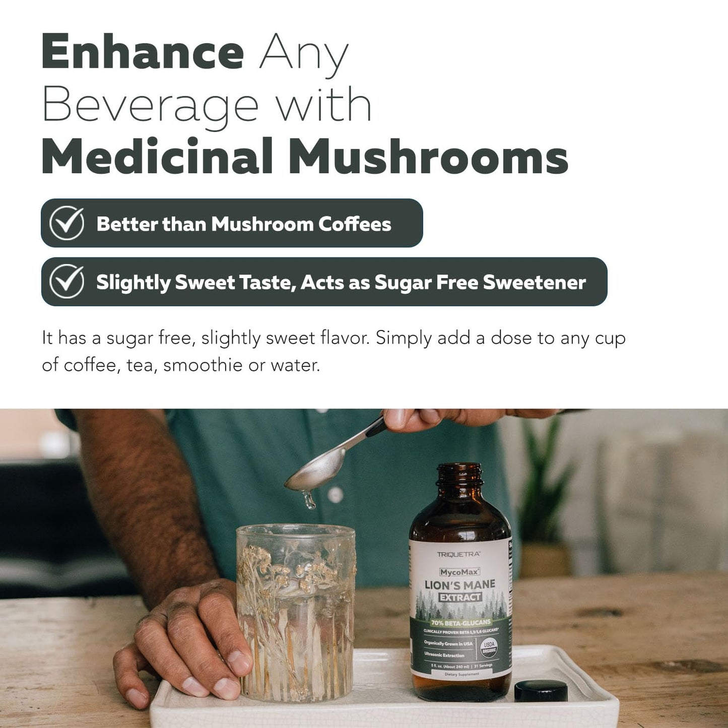 MycoMax Lions Mane Extract - 70% Beta Glucans, Max Potency Organic Lions Mane Supplement, US Grown + Ultrasonic Extraction - 500 mg per serving - Mental Clarity, Focus and Memory - 8 oz.