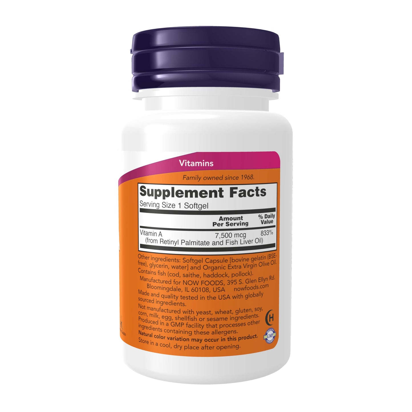 Pre-Order | Arrives in 5–10 Days – NOW Supplements, Vitamin A (Fish Liver Oil) 25,000 IU, Essential Nutrition, 100 Softgels
