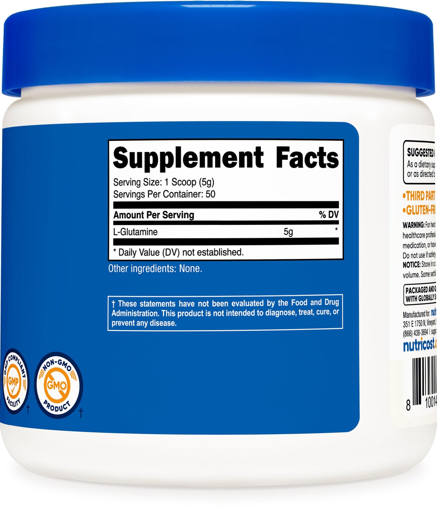 Nutricost L-Glutamine Powder 250 Grams