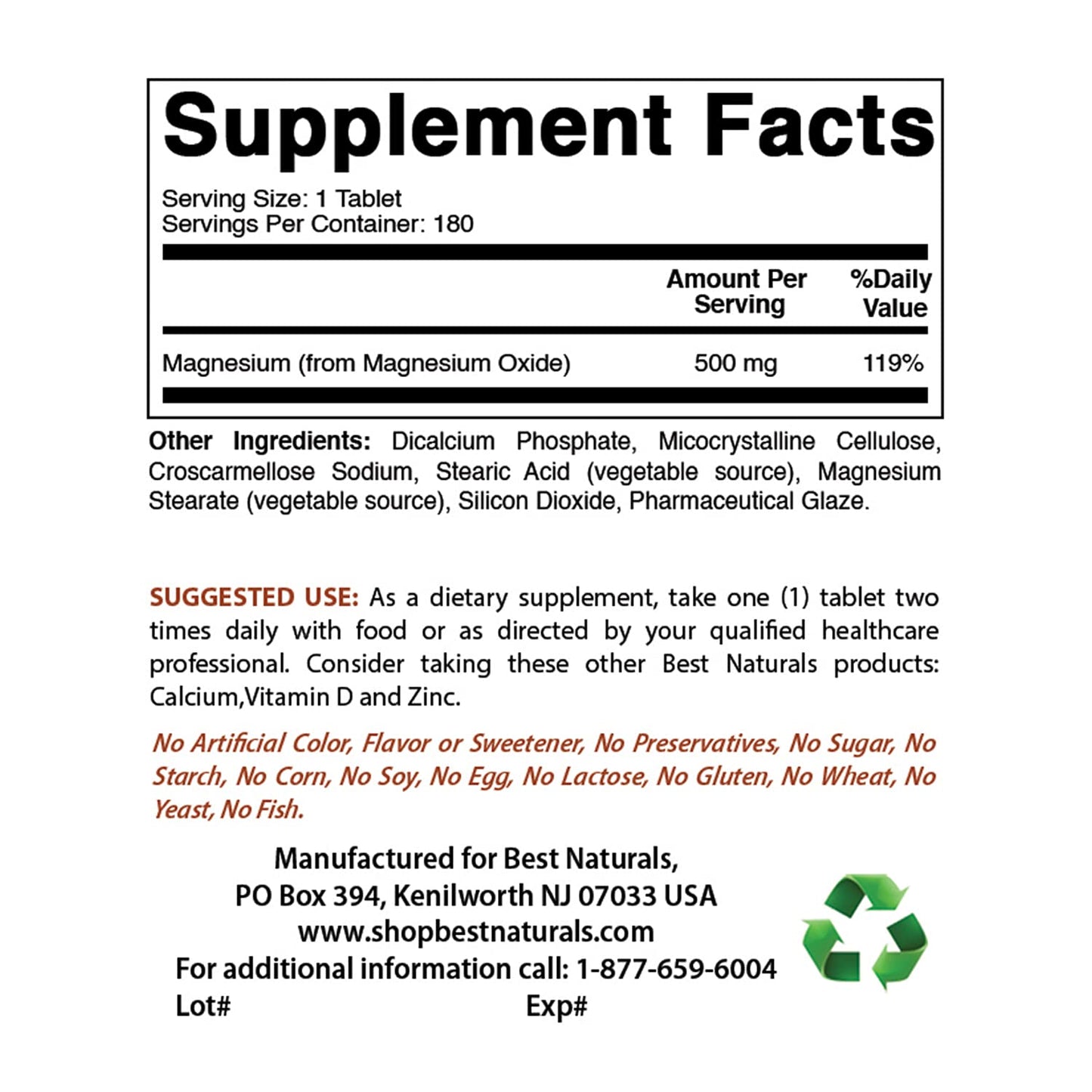 Best Naturals DGL Chewable 380 mg & Magnesium Oxide 500 mg