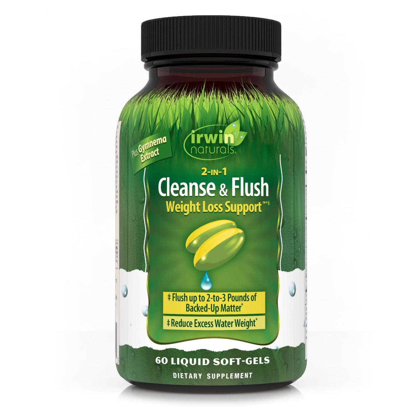 Irwin Naturals 2-in-1 Cleanse & Flush Weight Loss Support - 60 Liquid Soft-Gels - Flushes Digestive Tract & Reduces Bloating - 30 Total Servings