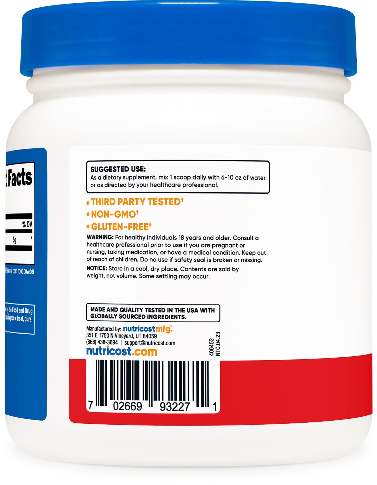 Nutricost L-Glutamine Powder 500 Grams (Fruit Punch)