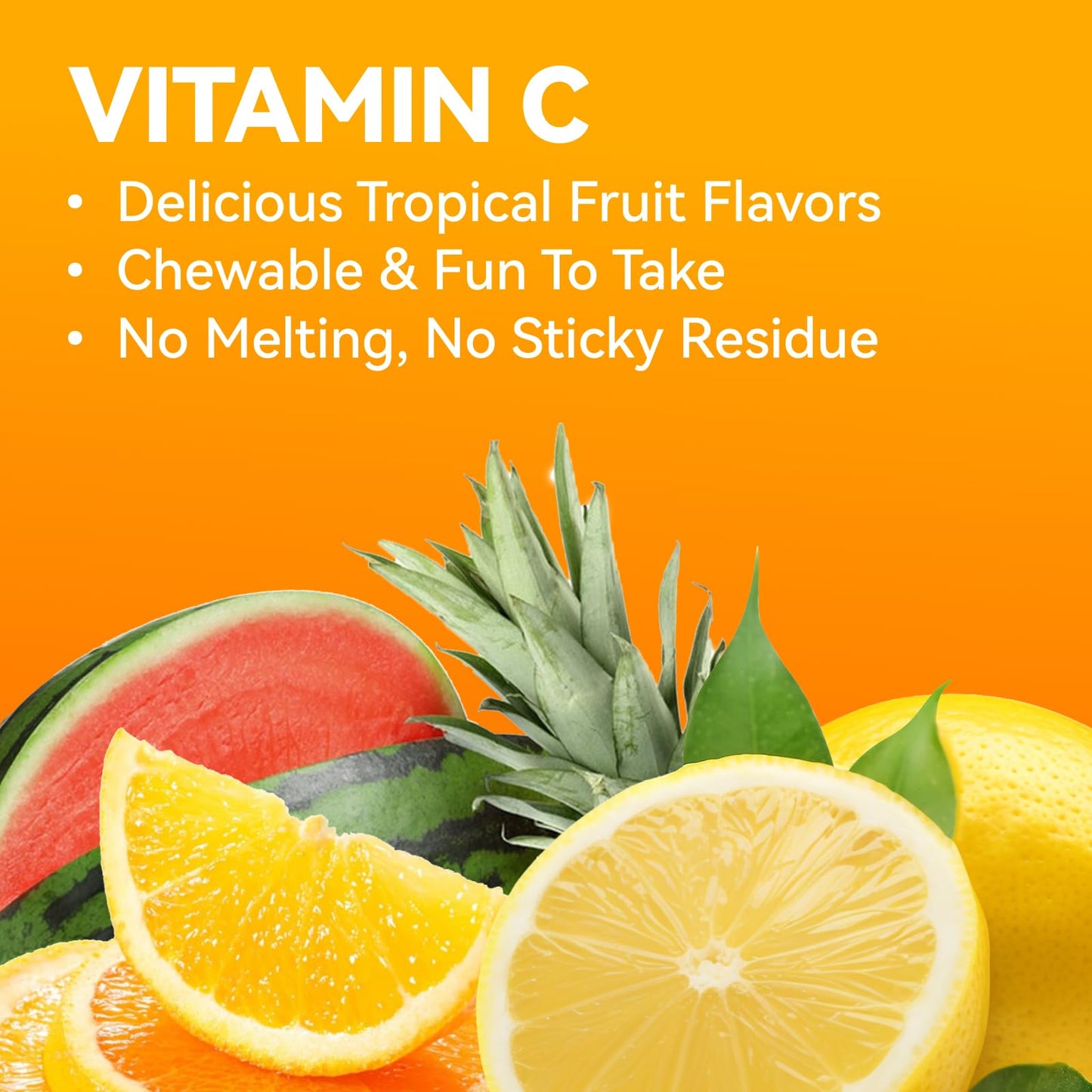 Inner Brightness Vitamin C 500 mg, Vitamin C Chewable, Dietary Supplement for Immune Support, 250 Tablets, 250 Day Supply, Assorted Fruit Flavors