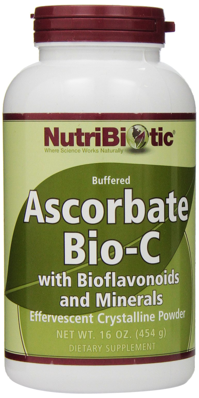 NutriBiotic - Ascorbate Bio-C, 16 Oz | Effervescent Vitamin C Powder With Lemon Bioflavonoids & Minerals Calcium, Magnesium, Zinc, Selenium & More | Bioavailable Antioxidant & Collagen Support | Vegan