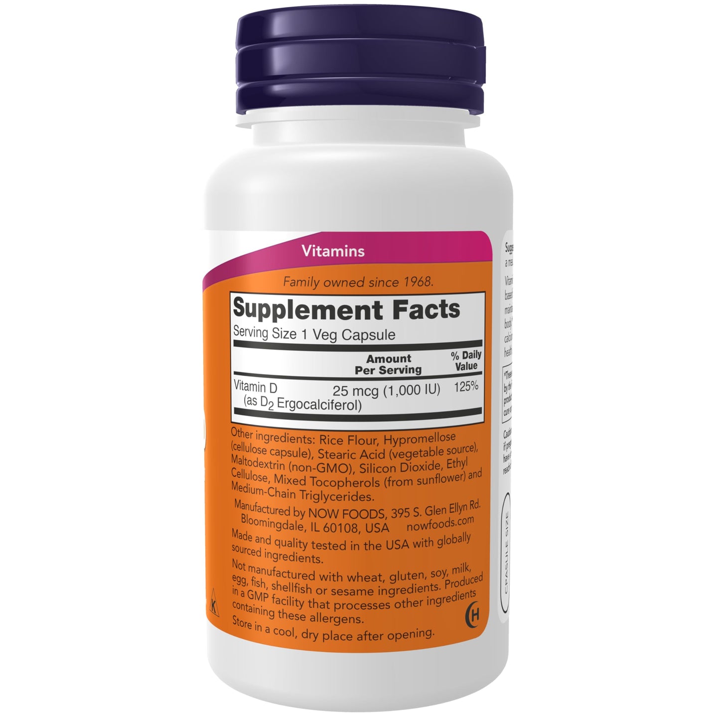NOW Foods Supplements, Vitamin D 1,000 IU Dry, High Potency, Strong Bones*, Structural Support*, 120 Veg Capsules