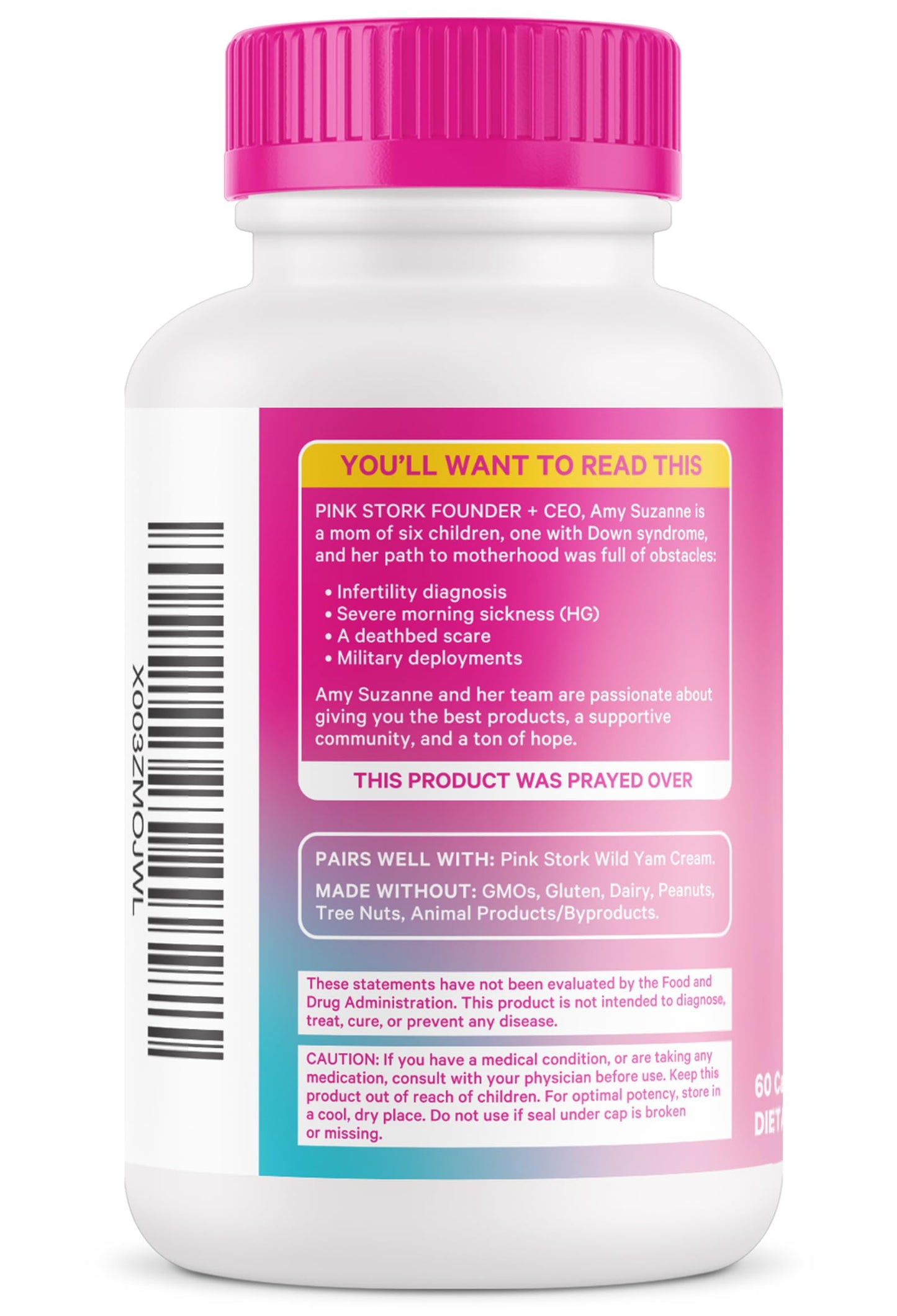 Pink Stork Maca Root Capsules for Women - Energy and Mood Support for Women, 1500 mg Organic Maca Root + BioPerine, Hormone Balance & Energy, PMS, Perimenopause, Menopause - 60 Capsules