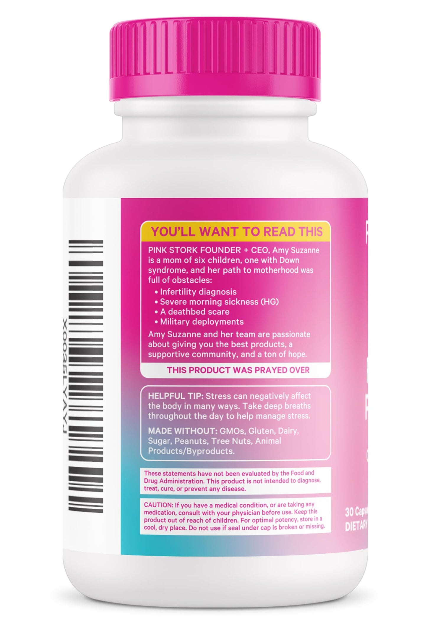 Pink Stork Fertility Support Probiotics for Women with Ashwagandha for Vaginal Health, Conception, pH Balance, Hormone Balance, and Gut Flora, Fertility Supplements for Women, 30 Capsules