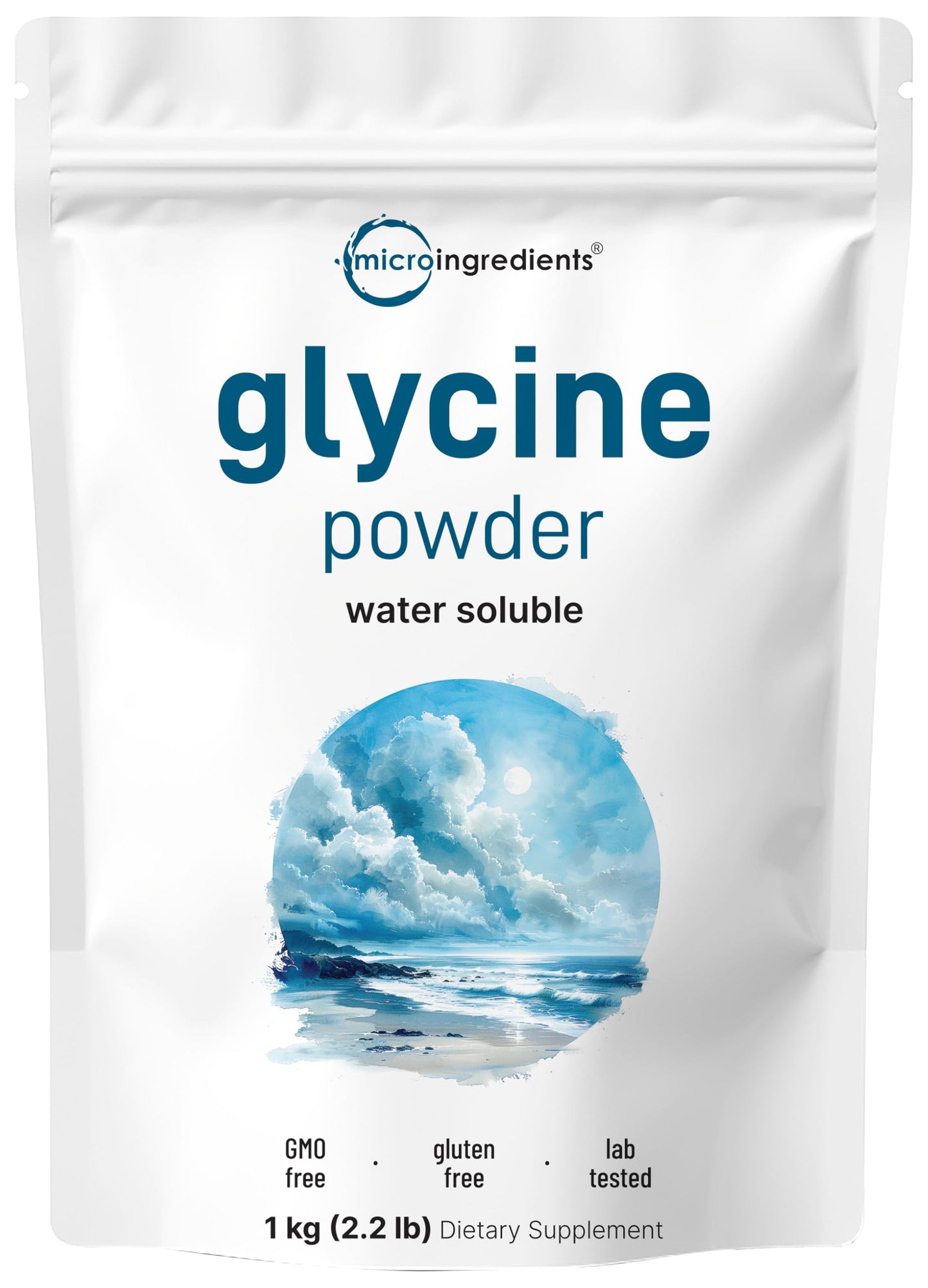 Micro Ingredients Glycine Powder, 1KG (2.2 Pounds), Glycine 1000mg Per Serving, Supports Restful Sleep and Neurotransmitter, Water Soluble and Products of USA