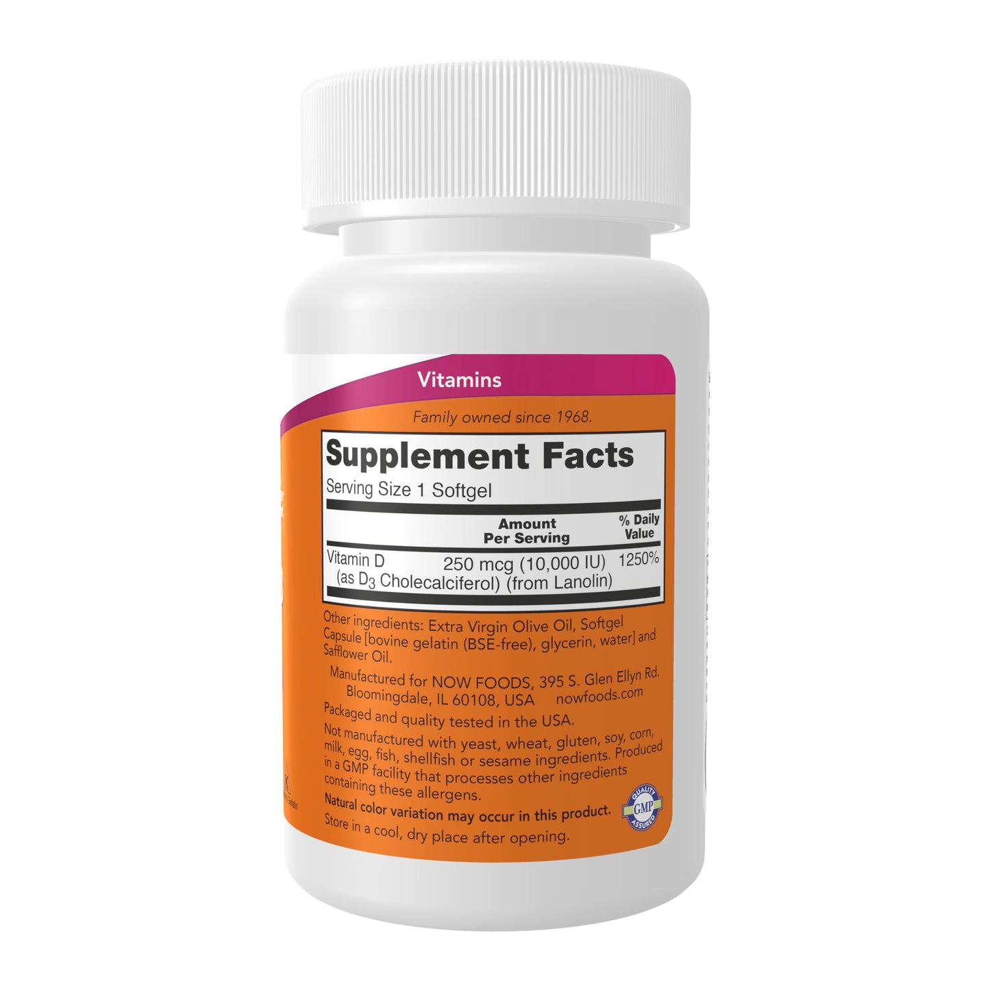 NOW Foods Supplements, Vitamin D-3 10,000 IU Softgels, Vitamin D, Joint Support, 240 Softgels