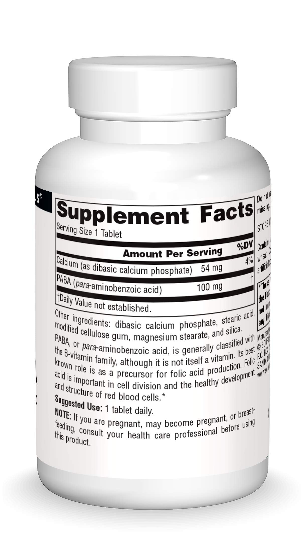 Pre-Order | Arrives in 5–10 Days – Source Naturals PABA, para-Amino Benzoic Acid, 100 mg Dietary Supplement - 250 Tablets