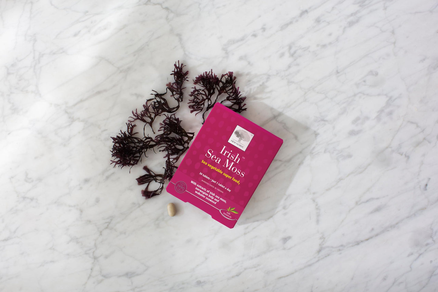 NEW NORDIC Irish Sea Moss Extract, Powerful Tri-Algae Complex with Pure Norwegian Kelp and Wakame Seaweed, Vegan & Gluten Free, Compressed Raw Powder, 30 Tablets
