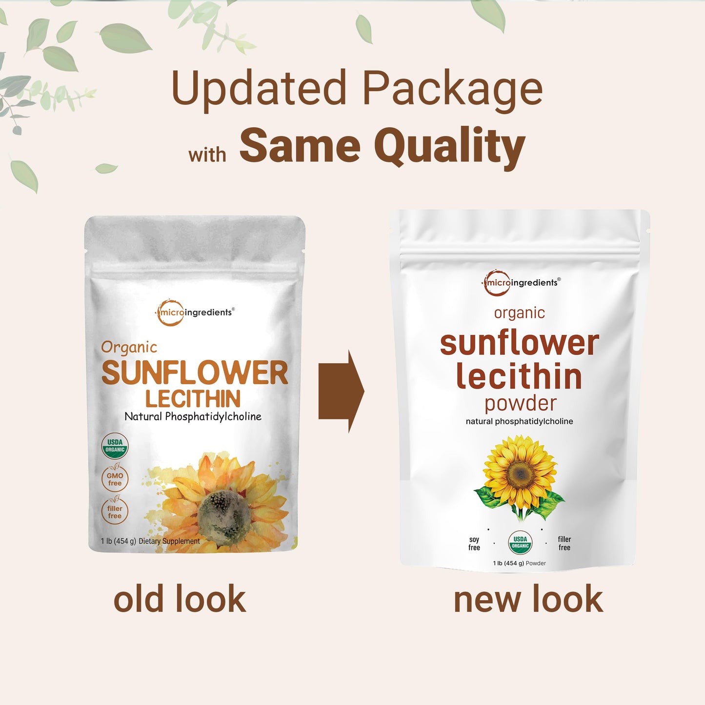Micro Ingredients Organic Sunflower Lecithin Powder, 1 Pound, Sustainable Farmed, Cold Pressed, Rich in Phosphatidyl Choline and Protein, Making Liposomal Vitamin C, Lactation Supplement, Non-GMO