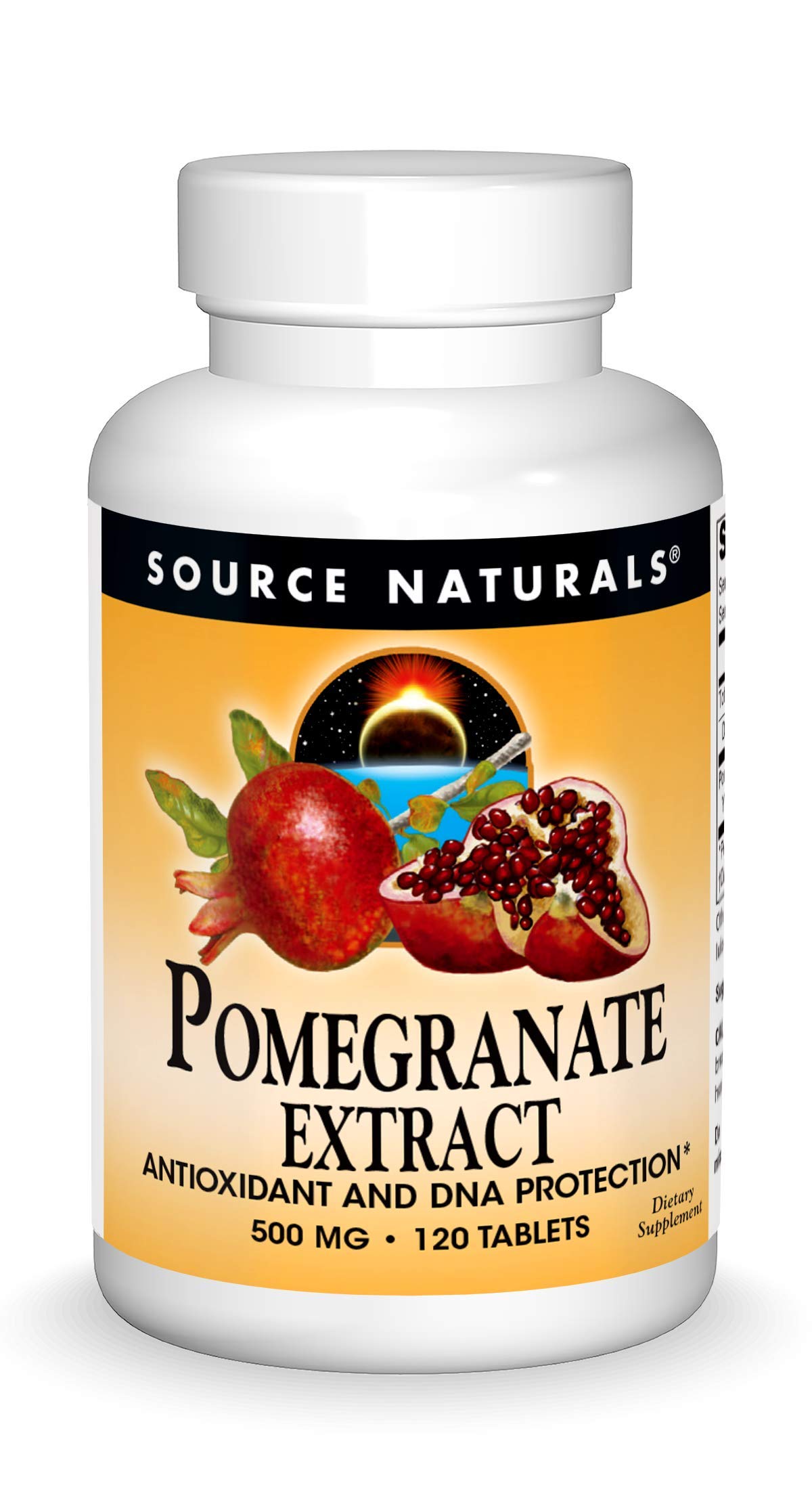 Pre-Order | Arrives in 5–10 Days – Source Naturals Pomegranate Extract 500mg Complete Whole Fruit Ellagic Acid Antioxidant & Added Fiber - 120 Tablets