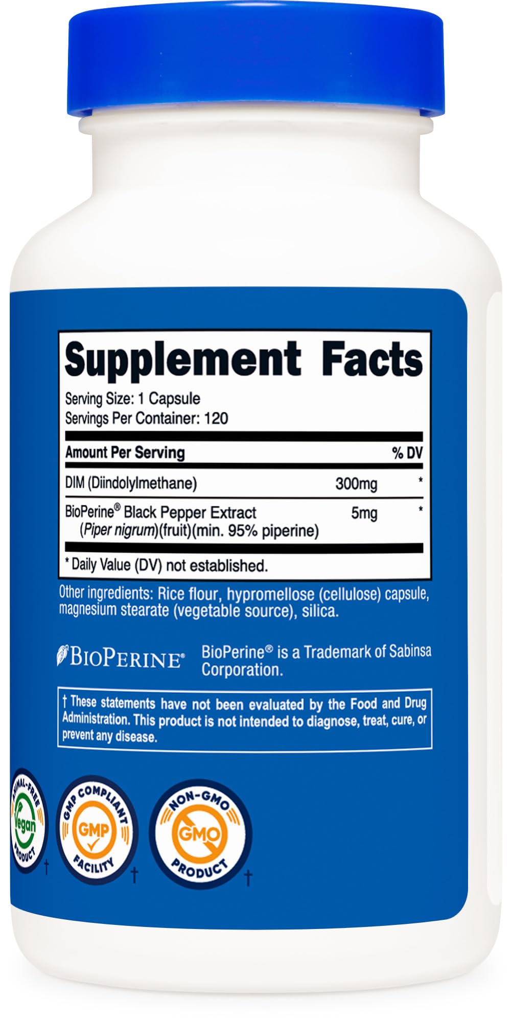 Nutricost DIM (Diindolylmethane) Plus BioPerine 300mg, 120 Vegetarian Capsules - Up to 4 Month Supply, Max Strength DIM Supplement