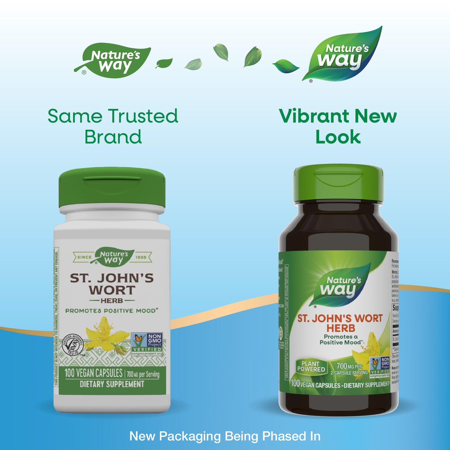 Nature's Way St. John’s Wort Herb, Promotes a Positive Outlook*, 700 mg per 2-Capsule Serving, Non-GMO Project Verified, Vegan, 100 Capsules (Packaging May Vary)