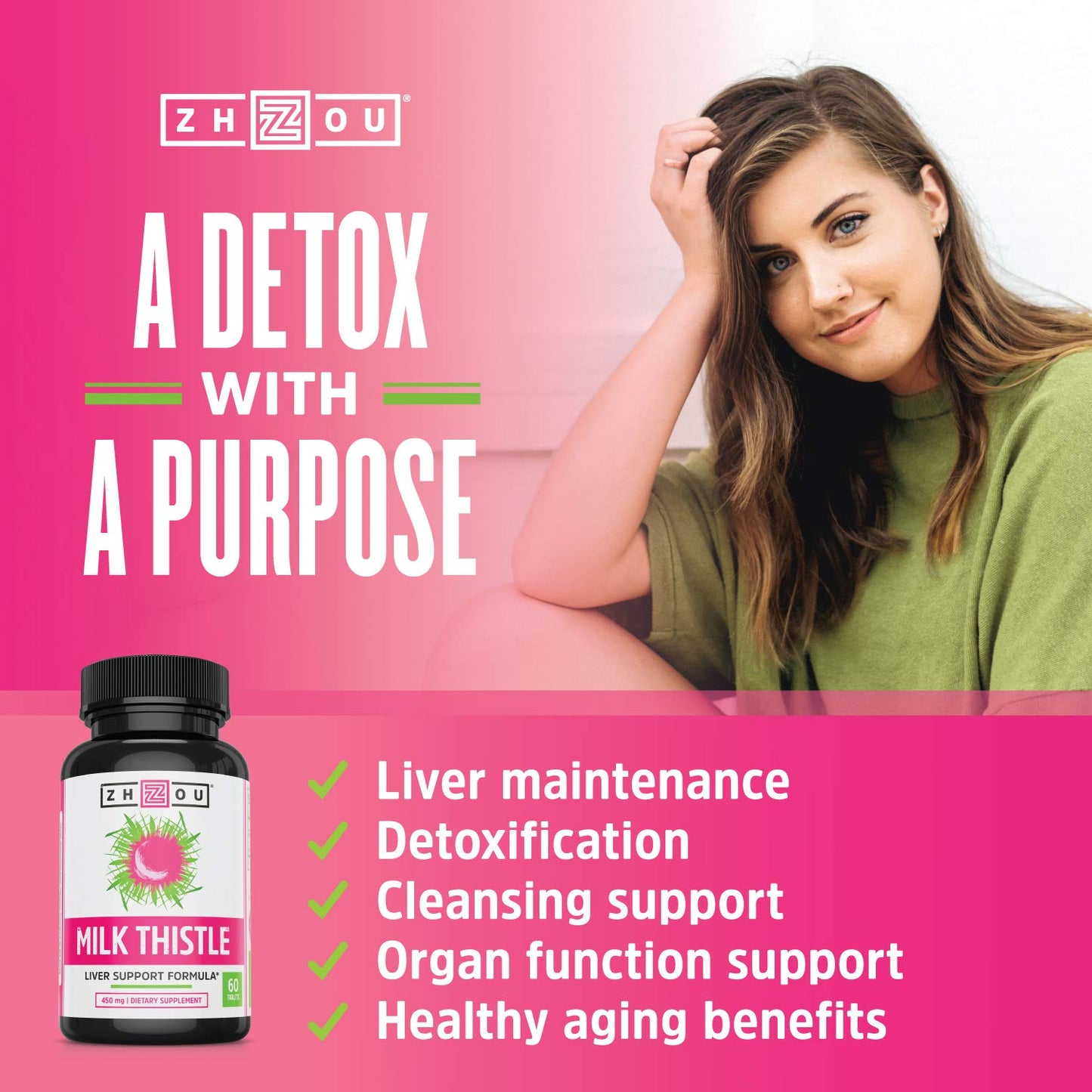 ZHOU Milk Thistle : 24: Vcp, (Btl-Plastic) 450mg 60ct