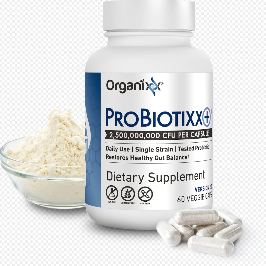 Organixx ProBiotixx+ Probiotic Supplement, Daily Probiotics for Women & Men For Digestive Health Gut Health, Immune Support, 2.5 Billion CFU, Gluten Free, Non GMO, Shelf Stable, 60 Vegetarian Capsules