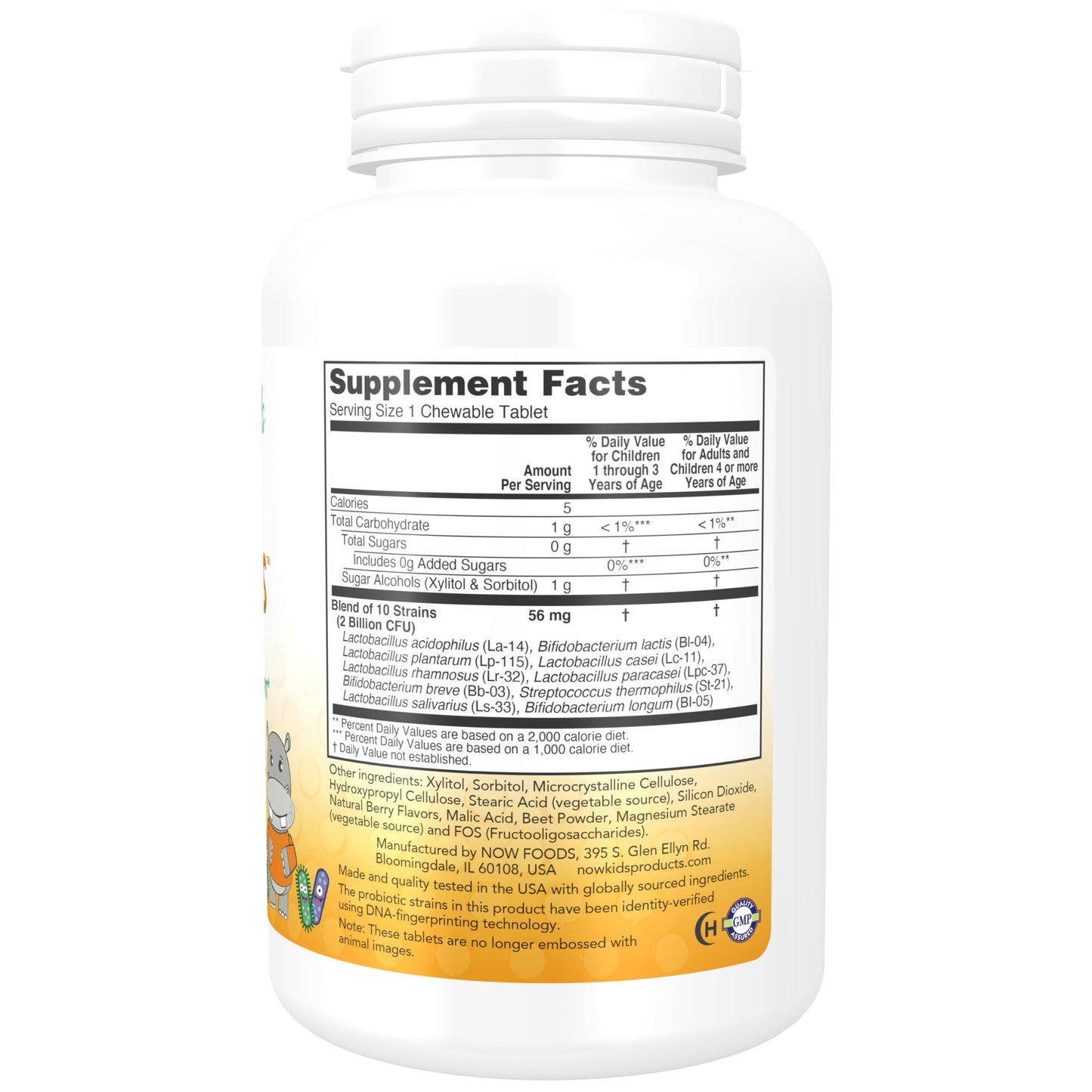 NOW Foods Supplements, BerryDophilus™ with 2 Billion, 10 Probiotic Strains, Xylitol Sweetened, Strain Verified, 120 Chewables, packaging may vary