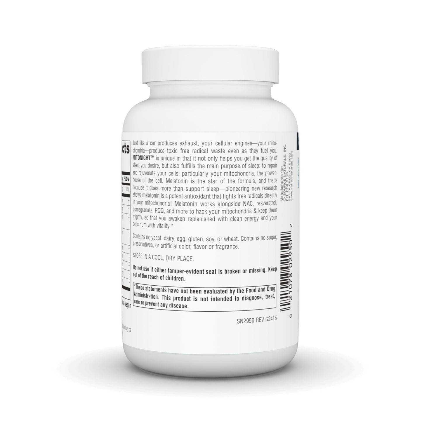 Pre-Order | Arrives in 5–10 Days – Source Naturals MitoNight™ with Melatonin, Evening Care for Mitochondrial Repair* - 90 Capsules
