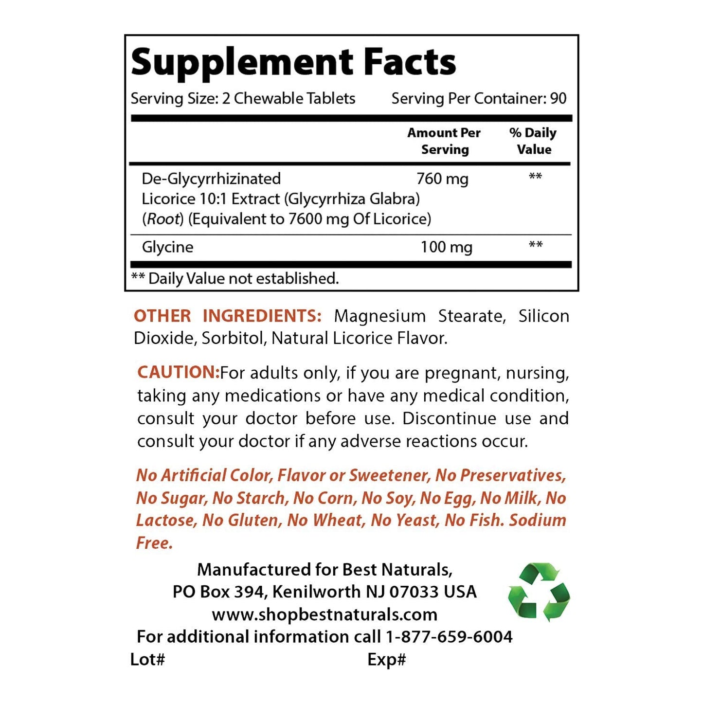 Best Naturals DGL Chewable 380 mg & Magnesium Oxide 500 mg