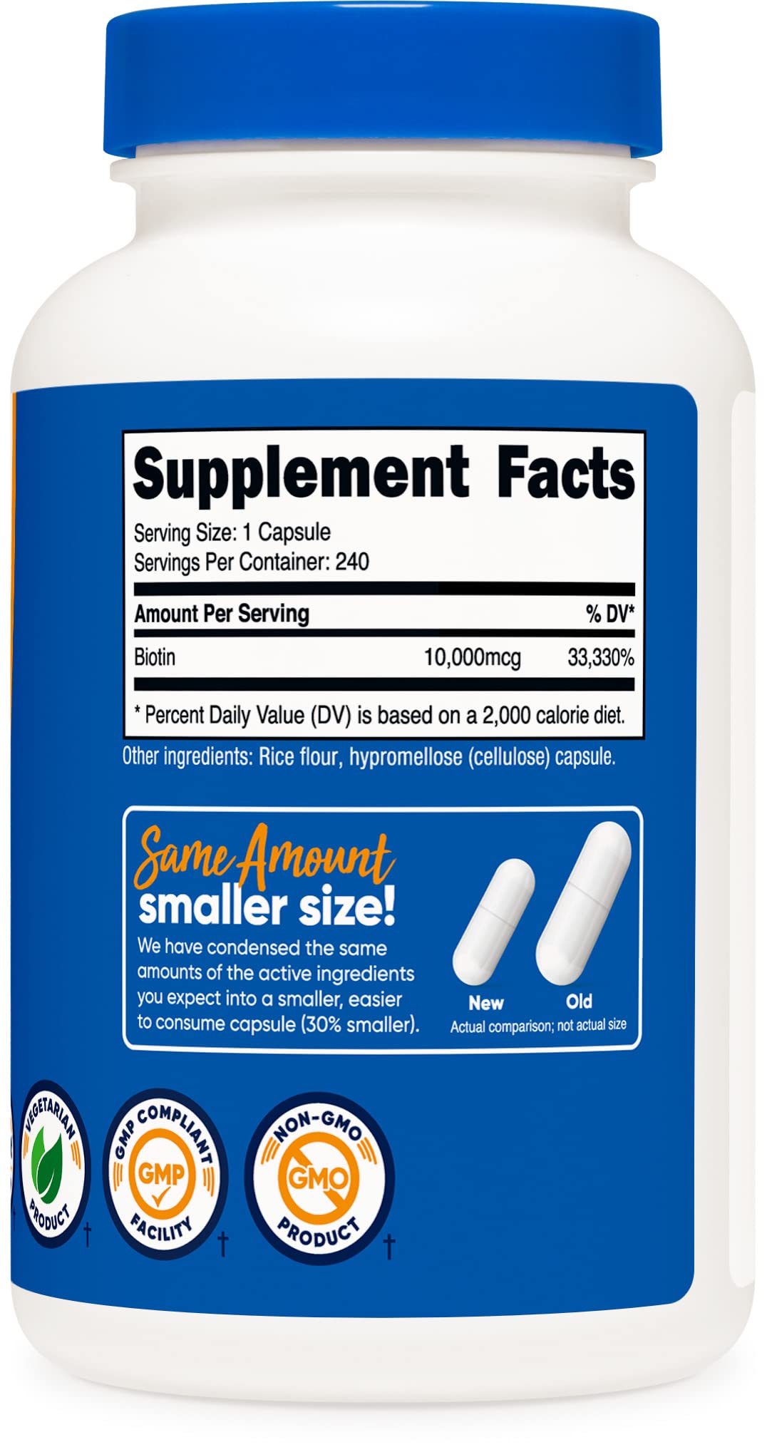 Nutricost Biotin (Vitamin B7) 10,000mcg (10mg), 240 Caps (2 Bottles) - Non-GMO, Gluten Free