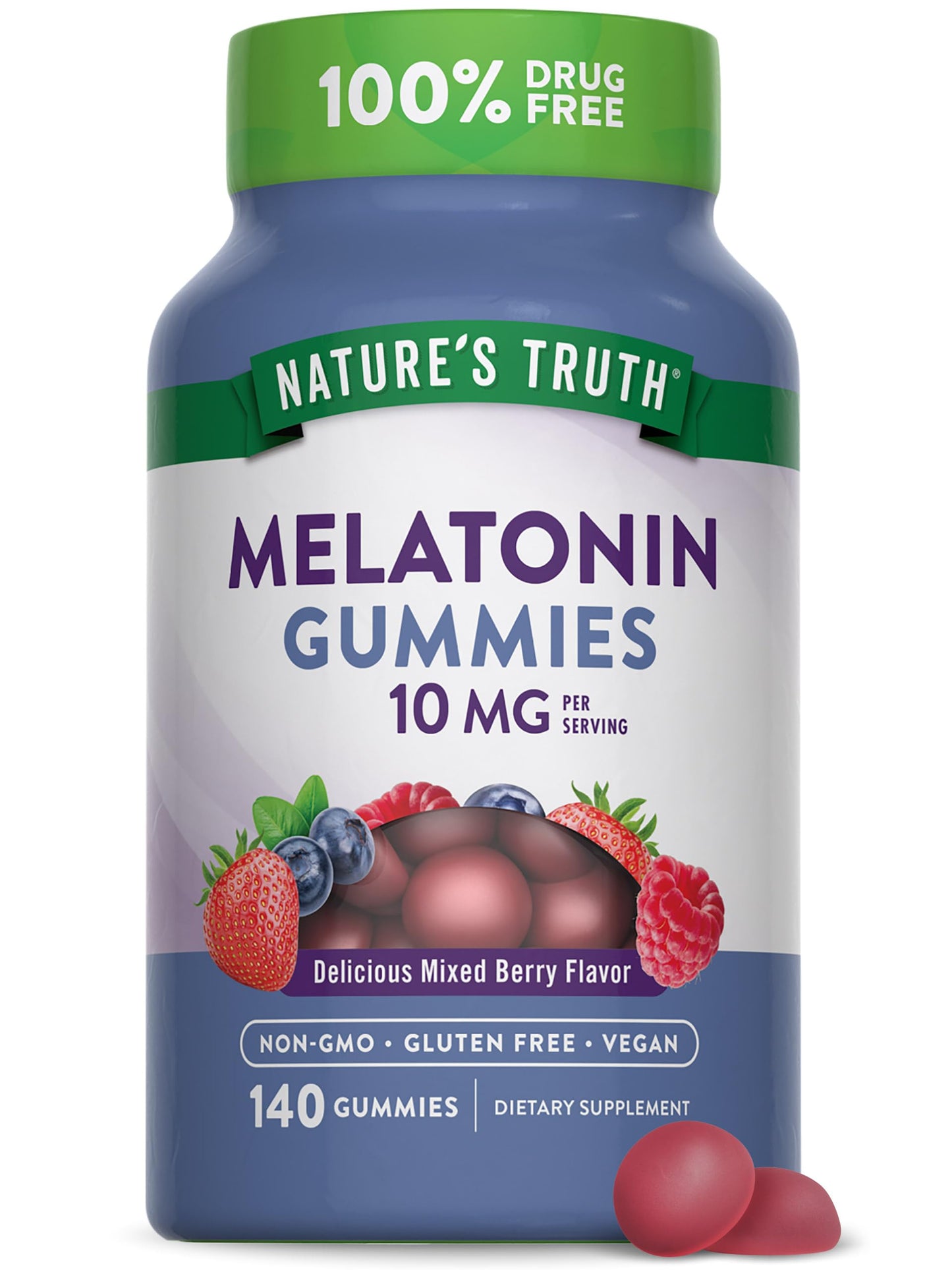 Nature's Truth Melatonin Gummies | 10mg | 140 Count | Berry Flavor | Vegan, Non-GMO & Gluten Free Supplement for Adults