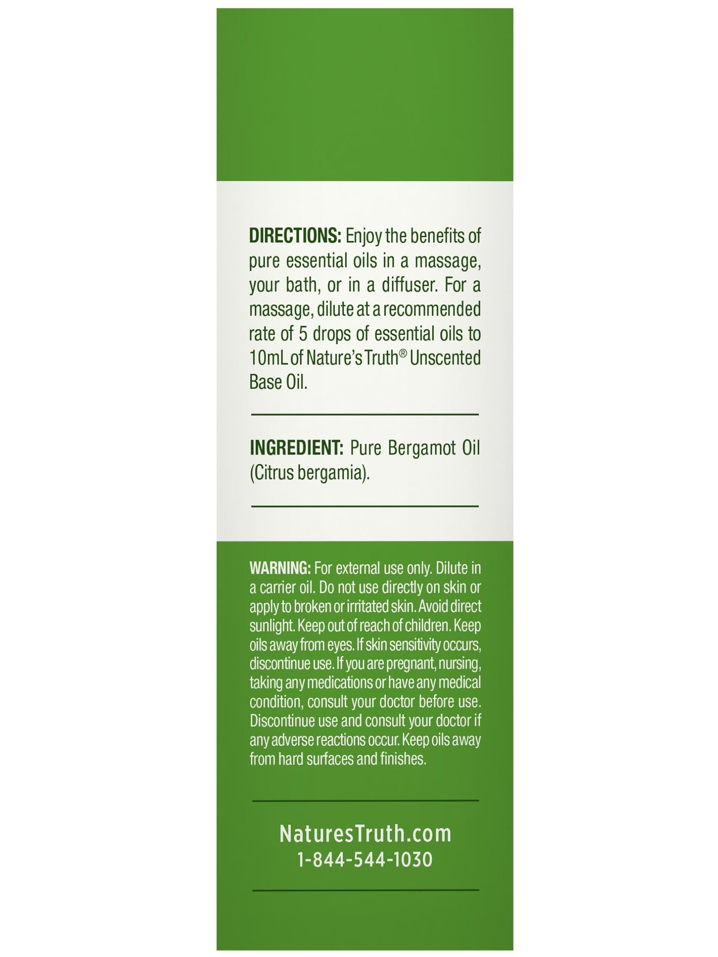 Nature's Truth Bergamot Essential Oil | 15 mL | for Diffuser, Aromatherapy, Massage, and Bath | Pure Plant Based, Non-GMO & Gluten Free