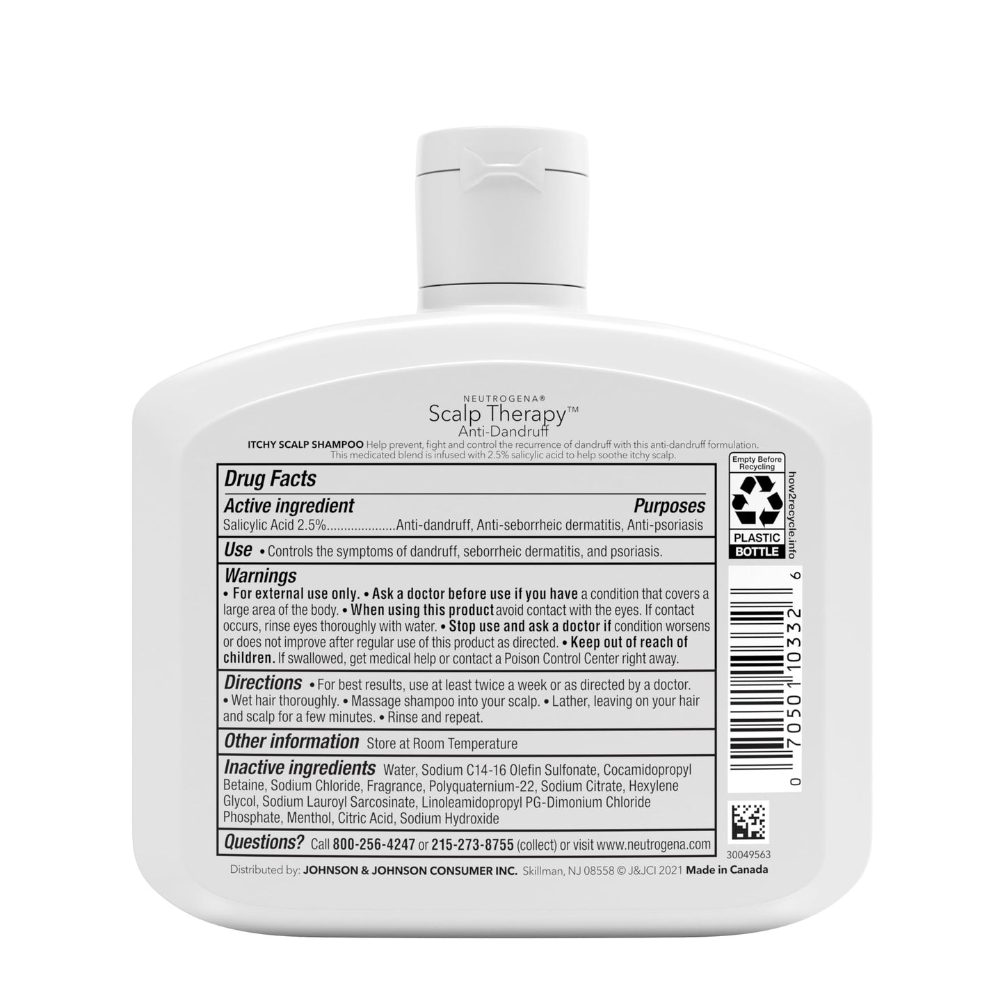 Neutrogena Scalp Therapy Anti-Dandruff Shampoo for Itchy Scalp, 2.5% salicylic acid with Peppermint Fragrance, 12 fl oz
