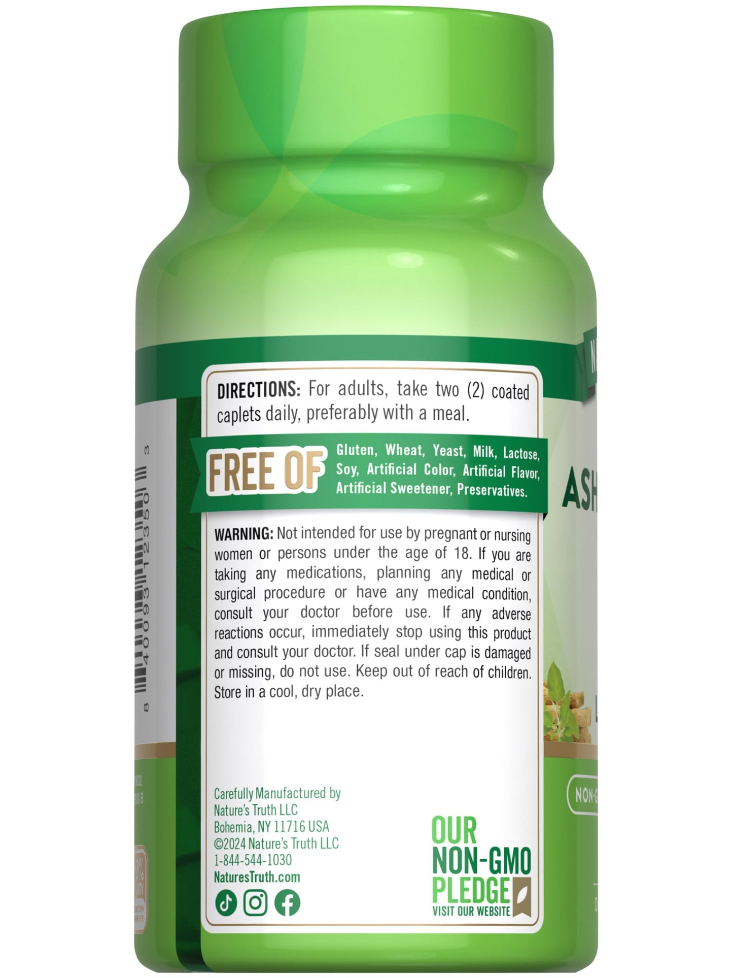 Nature's Truth KSM-66 Ashwagandha | 60 Caplets | with L-Theanine | Vegan, Non-GMO, & Gluten Free Supplement