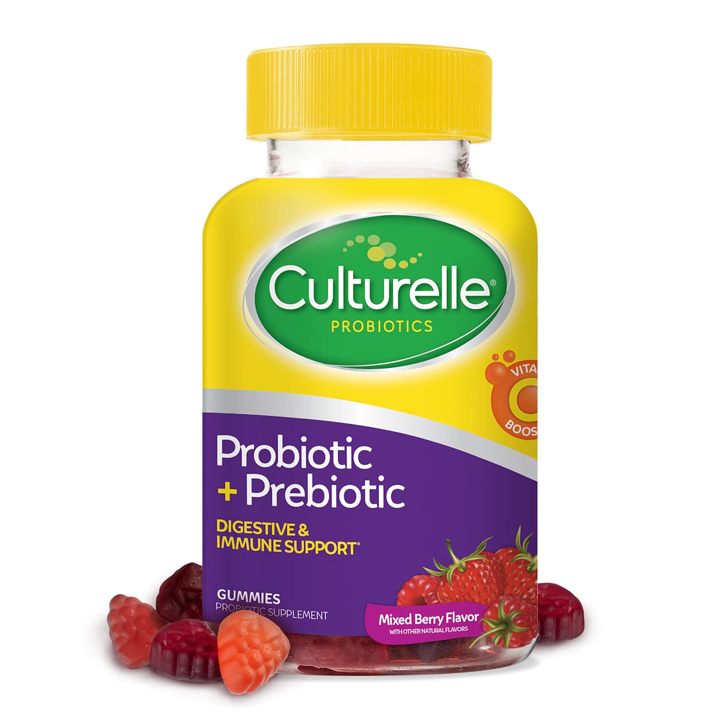 Pre-Order | Arrives in 5–10 Days – Culturelle Kids Daily Probiotic Supplement & Daily Probiotic Gummies for Women & Men, Berry Flavor, 52 Count, Naturally-Sourced Daily Probiotic + Prebiotic for Digestive Health, Non-GMO & Vegan