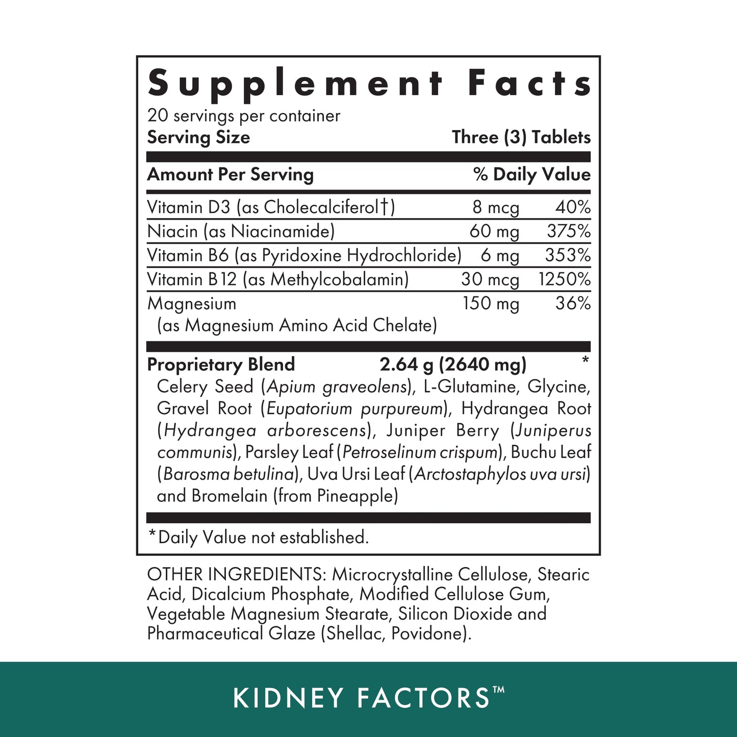 MICHAEL'S Health Naturopathic Programs Kidney Factors - 60 Vegetarian Tablets - Nutrients for Kidney Function - Gluten Free, Kosher - 20 Servings