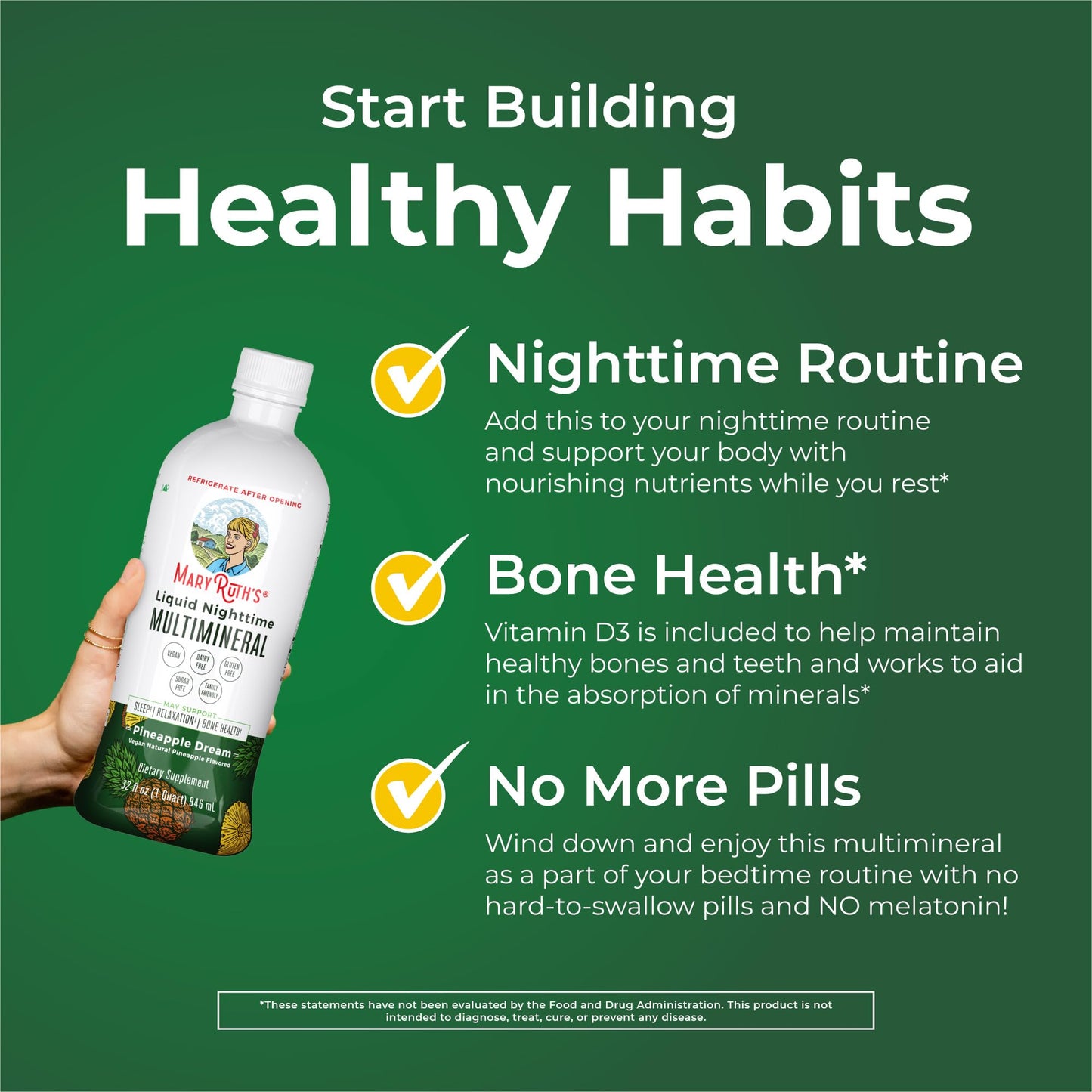 MaryRuth's Multivitamin Gummies for Women (Cherry & Raspberry) & Liquid Nighttime Multimineral (Pineapple) | Clean Label Project Verified® | Vegan | Beauty, Bedtime Routine, & Overall Health
