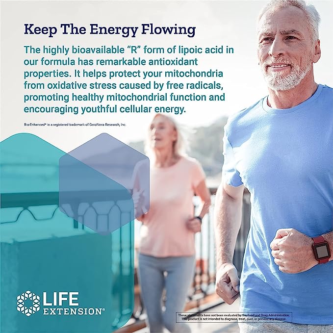 Life Extension Super R-Lipoic Acid 240 mg - Supports Cellular Energy - Supplement for Anti-Aging and Liver Health - Non-GMO, Gluten-Free - 60 Vegetarian Capsules