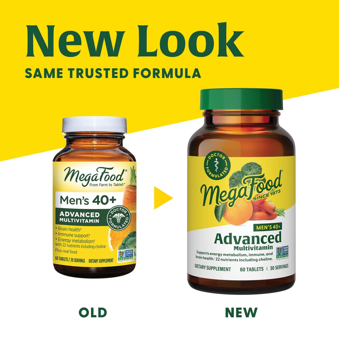 MegaFood Men's 40+ Advanced Multivitamin for Men - Dr-Formulated - Choline, Vitamin B, Vitamin C, Vitamin D, Zinc & Real Food - Brain Health, Immune Support - Vegetarian - 120 Tabs (60 Servings)