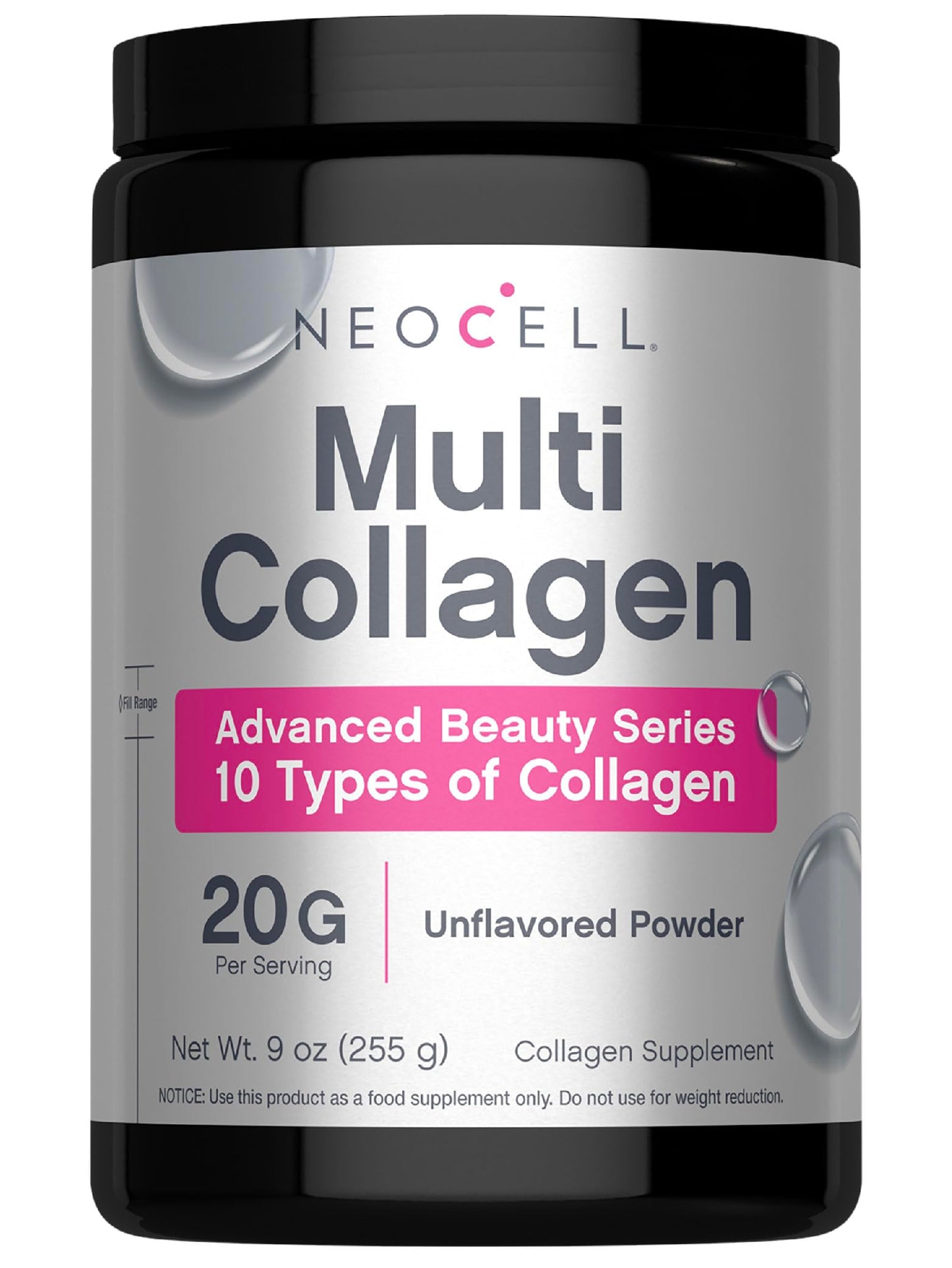 NeoCell Super Multi Collagen Peptides Powder | 9oz | 10 Types of Collagen | Skin, Hair and Nails | Beauty Supplement | Unflavored Powder | For Women and Men