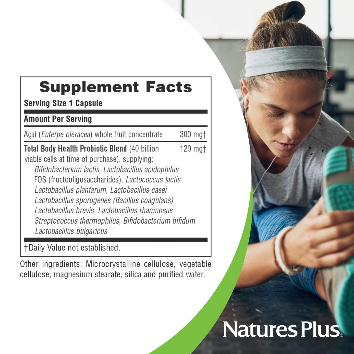 Natures Plus Ultra Probiotics - Maximum Strength Digestive Supplement - Total Body & Gut Health - Intestinal & Colonic Probiotics & Prebiotic Acai - 30 Vegetarian Capsules (30 Servings)