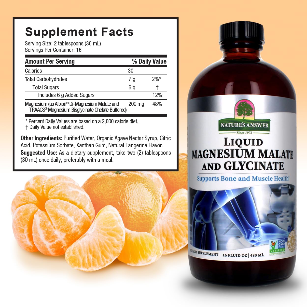 Magnesium Glycinate & Magnesium Malate Liquid - 16 Oz Magnesium Concentrate - Vegan & Gluten-Free - Bone, Muscle, and Cardiovascular Support - Suitable for All