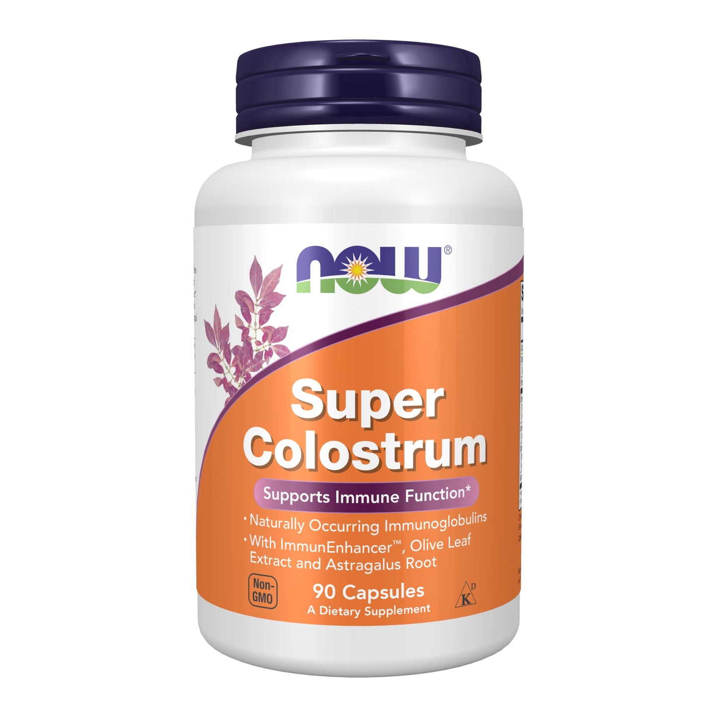 NOW Foods Supplements, Super Colostrum 500 mg, Naturally occurring Immunoglobulins with ImmunEnhancer™, Olive Leaf Extract and Astragalus Root, 90 Veg Capsules