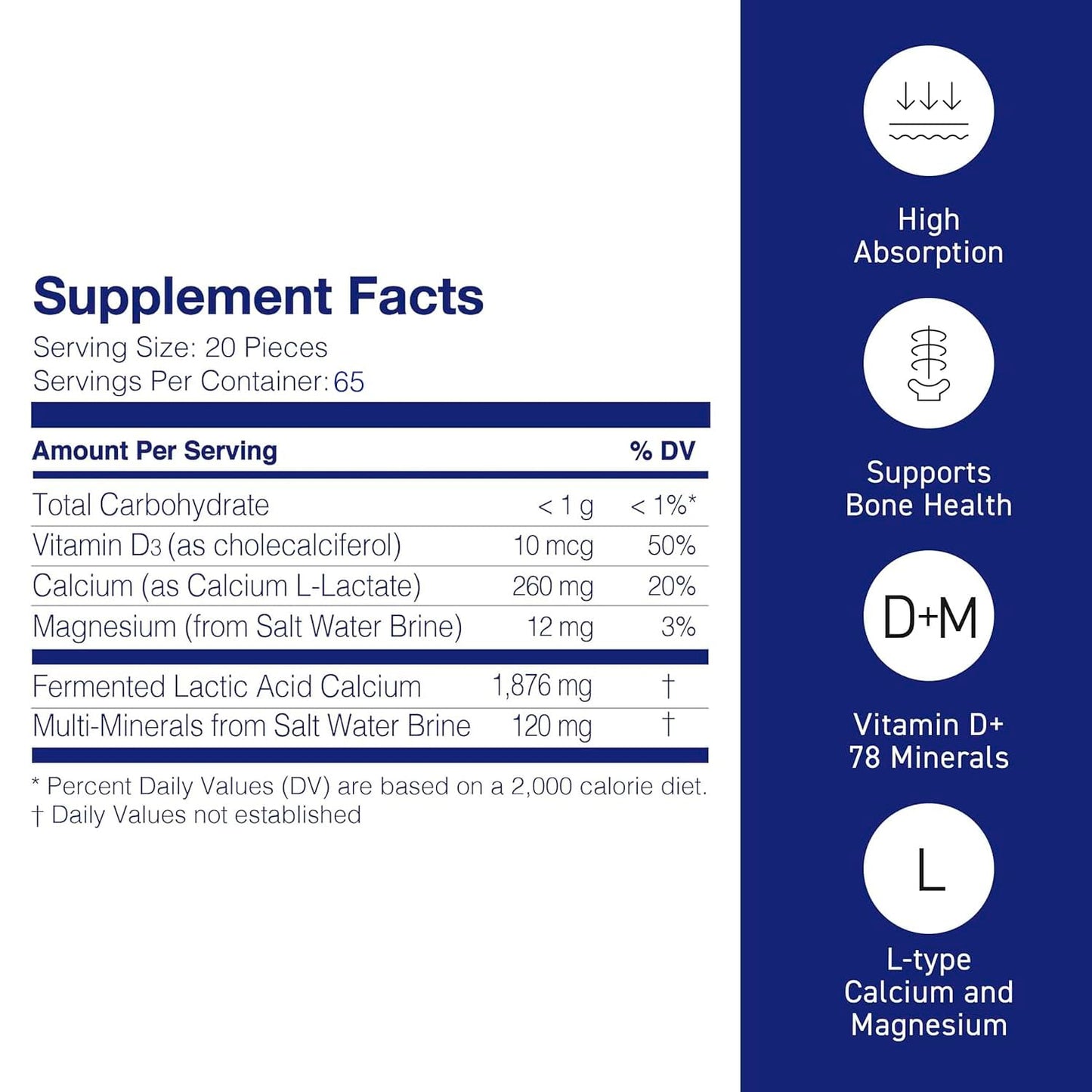 Mineral L-Cal Calcium with Vitamin D3, 4 Month Supply, Water Soluble Ball Format with Magnesium & Minerals, Fast Absorbing Calcium Magnesium D3 Supplement, 1,300 Balls per Bottle, 130g Each, Pack of 2