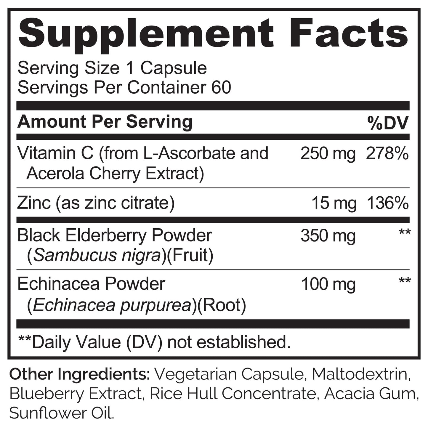 NATURELO Immune Support – Vitamin C, Elderberry, Zinc, Echinacea – Natural Immunity Boost w/Antioxidant, Herbal & Mineral Defense - 60 Vegan Capsules