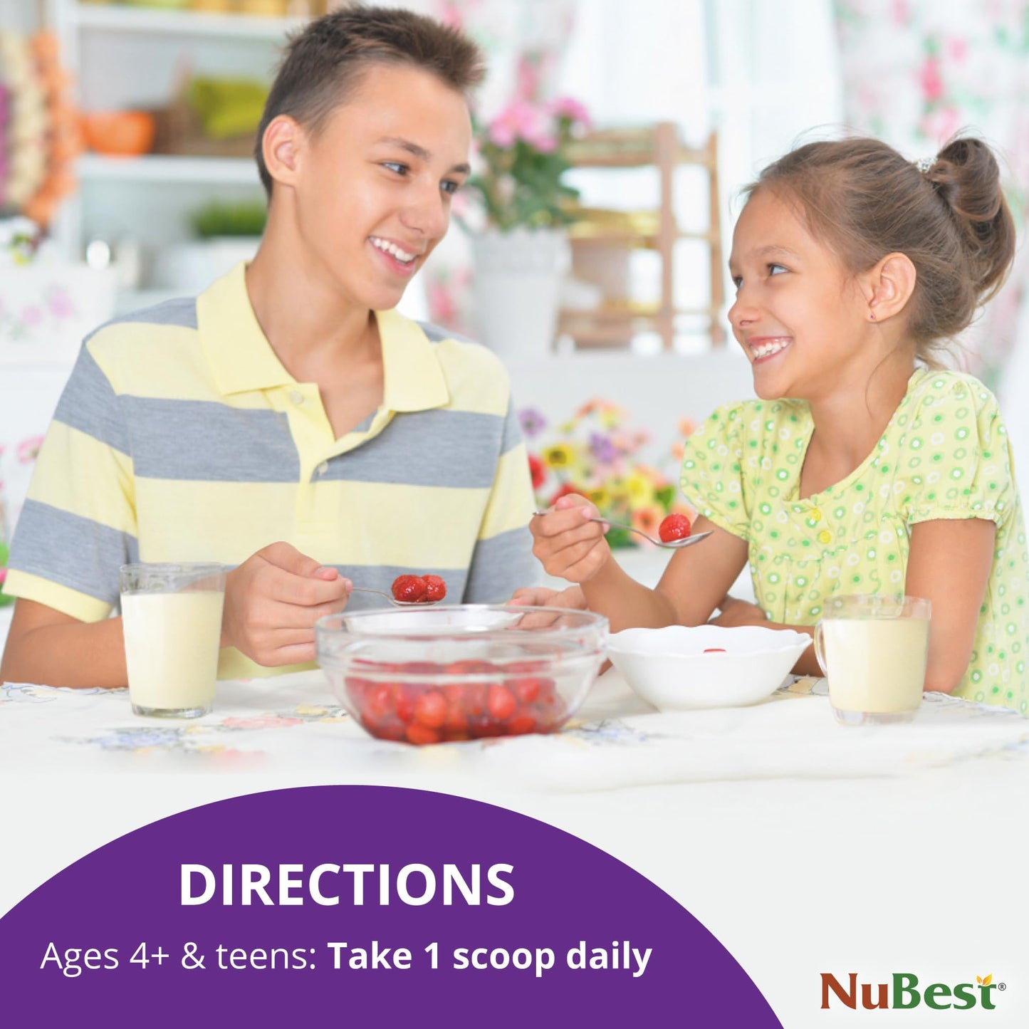 NuBest Protein Powder - Vanilla Plant Based Protein - Vegan Protein Powder for Kids & Teens - Healthy & Immunity with Probiotics, Omega 3-6-9, Vitamin D3 + K2, Calcium & Vitamins - 10 Servings