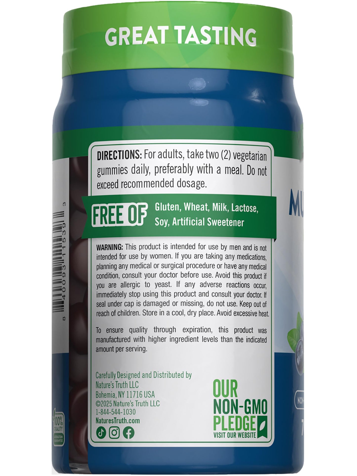 Nature's Truth Multivitamin for Men Gummies | 70 Count | Blueberry Flavor | with B12, D3, & Zinc | Vegetarian, Non-GMO, & Gluten Free Supplement