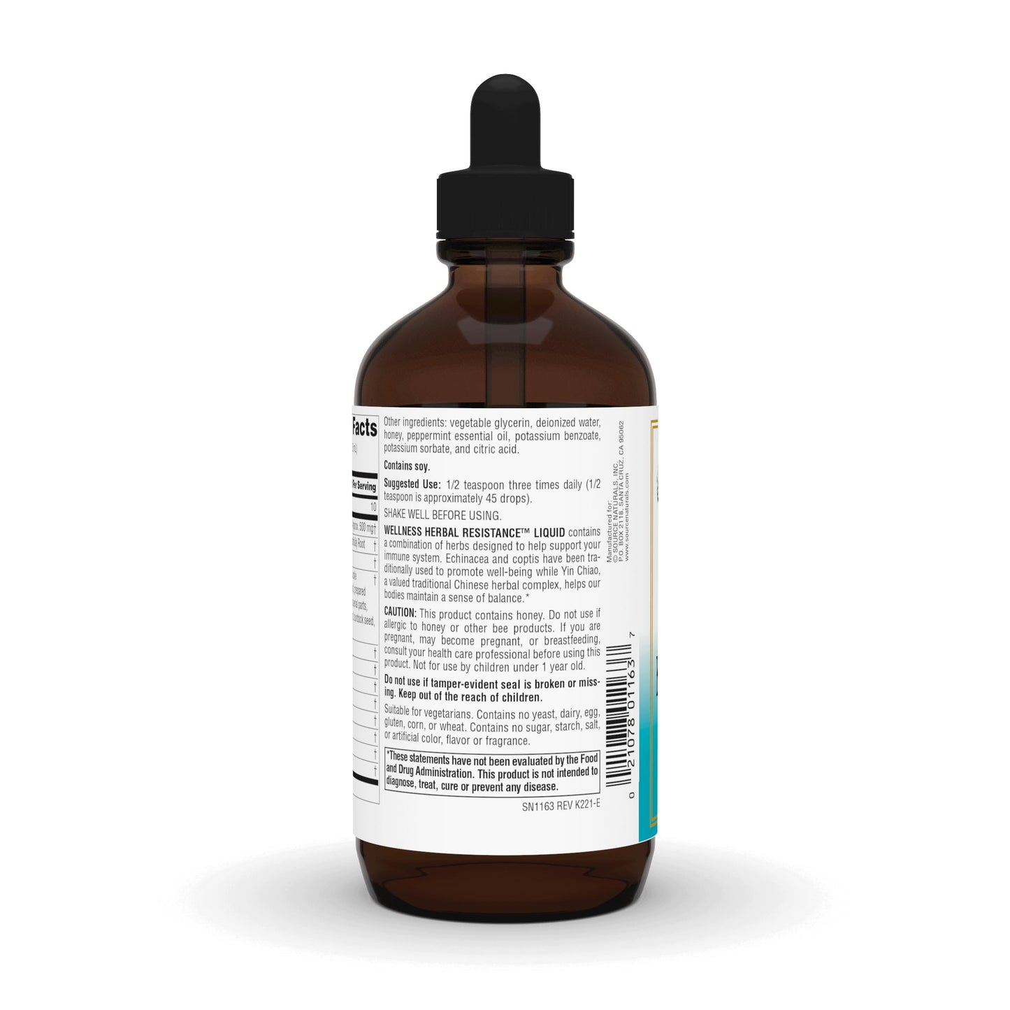 Pre-Order | Arrives in 5–10 Days – Source Naturals Wellness Herbal Resistance Liquid - Immune System Support with Echinacea, Coptis & Yin Chiao - 8 Fluid oz