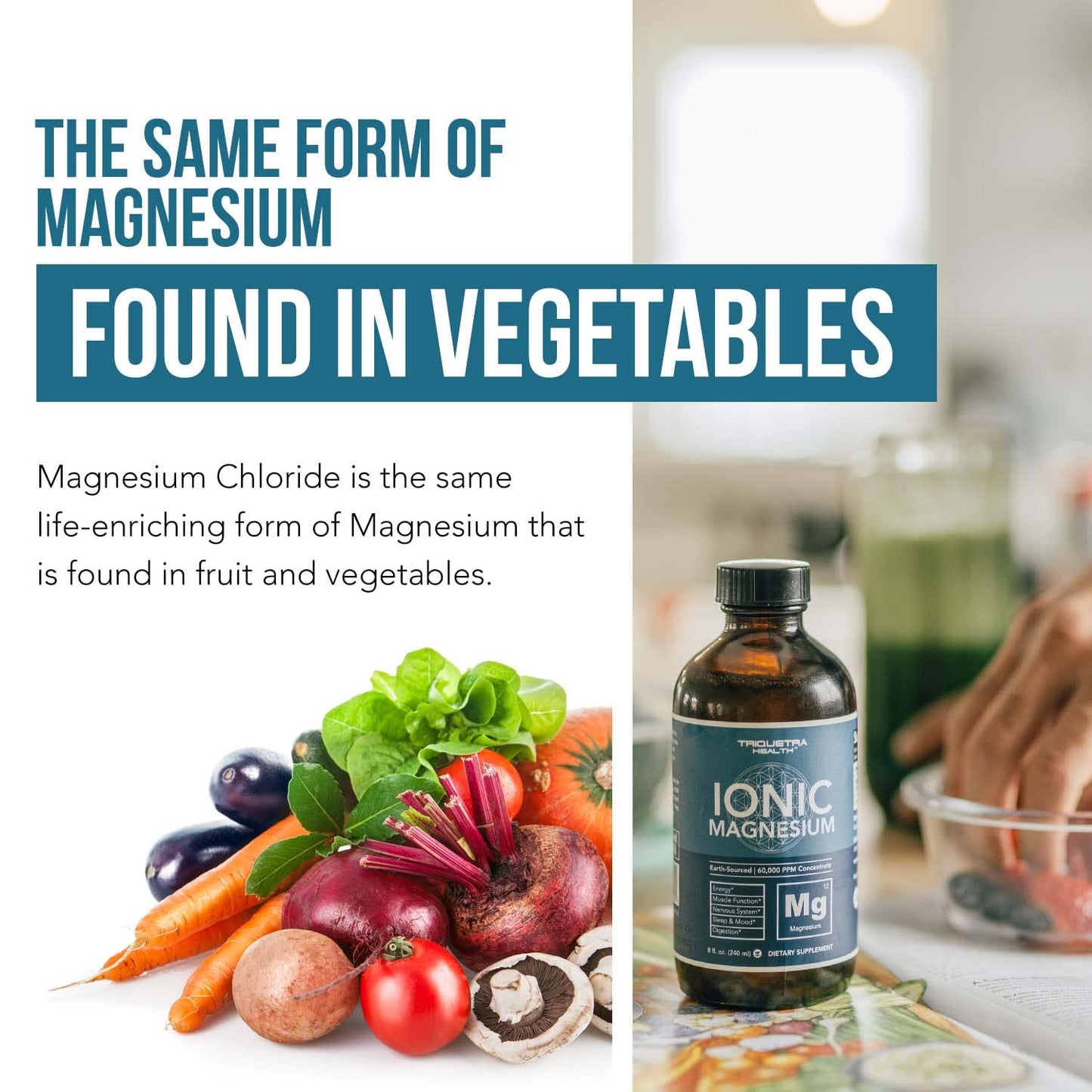 Liquid Magnesium | 8 oz - Ionic Magnesium Chloride, Highest & Fastest Absorption - Calm Mood, Sleep, Muscle Cramps & Spasms, Natural Laxative – Vegan, Glass Bottle (96 Servings)