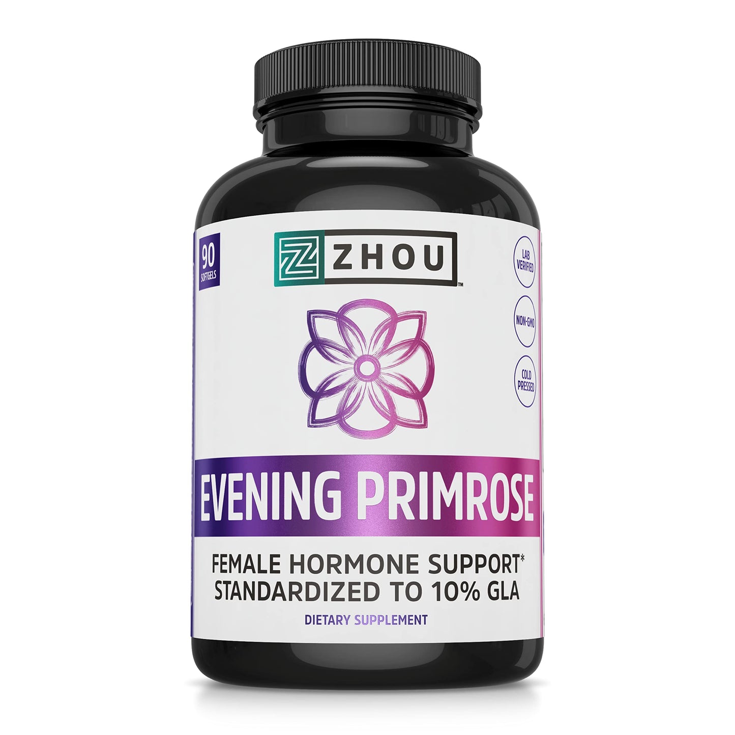 Zhou Evening Primrose - Everning Primrose Oil for Women, Primrose Oil Capsules with 1400 mg Per Softgel for Skin and Hormone Support, Standardized to 10% GLA - 90 Softgels