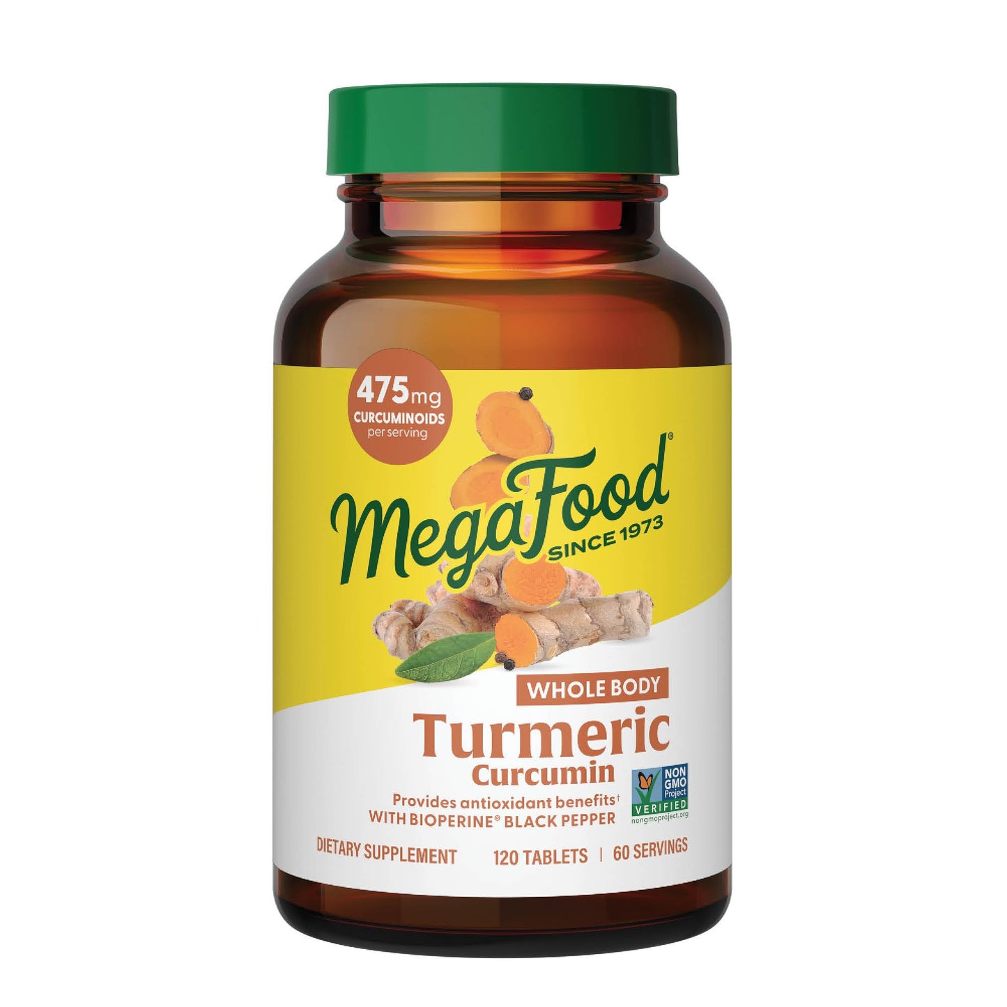 MegaFood Whole Body Turmeric Curcumin Supplement - Turmeric Supplement With Black Pepper & Vitamin C - 475 mg Curcuminoids Per Serving - Antioxidant & Immune Support - Vegan - 120 Tablets, 60 Servings