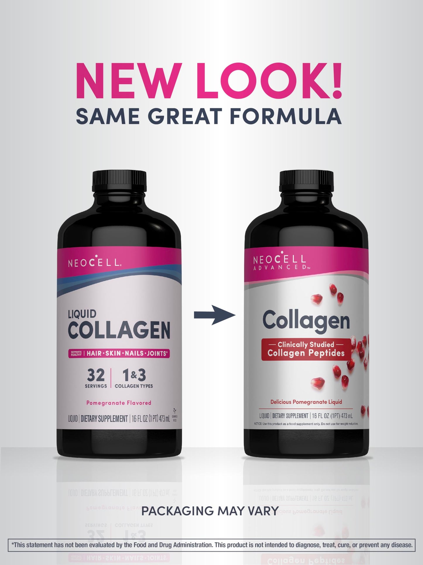 NeoCell Advanced Liquid Collagen Skin, Hair, Nails | 4000 mg | Pomegranate and Fruit Juice Concentrates | for Women and Men | 16 fl oz