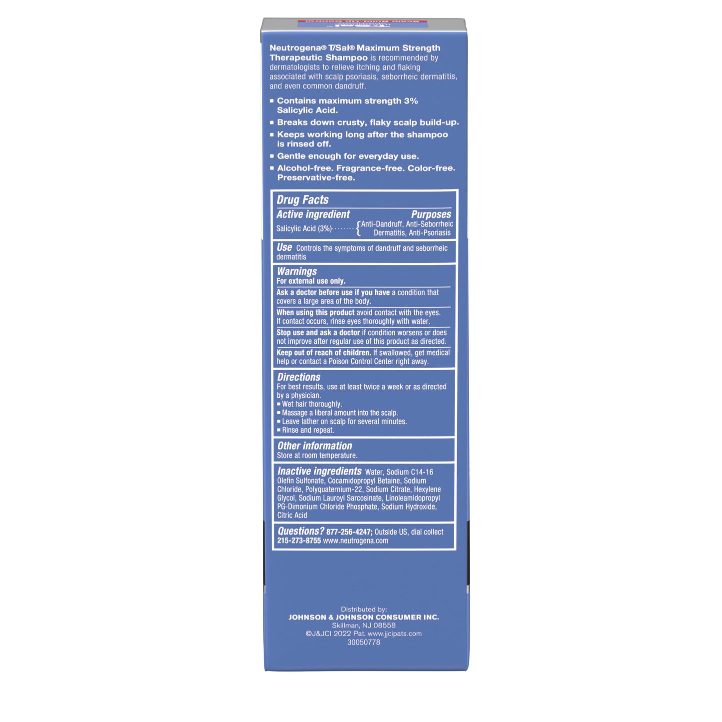 Neutrogena T/Sal Therapeutic Dandruff Shampoo, Scalp Build-Up Control, 3% Salicylic Acid, Scalp Psoriasis Treatment, Seborrheic Dermatitis Shampoo, Clears & Controls Flakes, Fragrance Free, 4.5 fl oz†